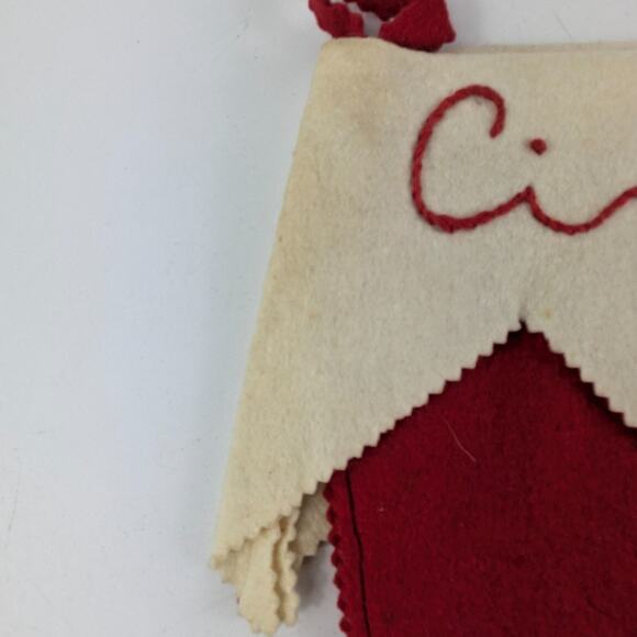1960s Cindy Christmas Stocking Red Felt Authentic Vintage Holiday Decor Unique - Picture 7 of 12
